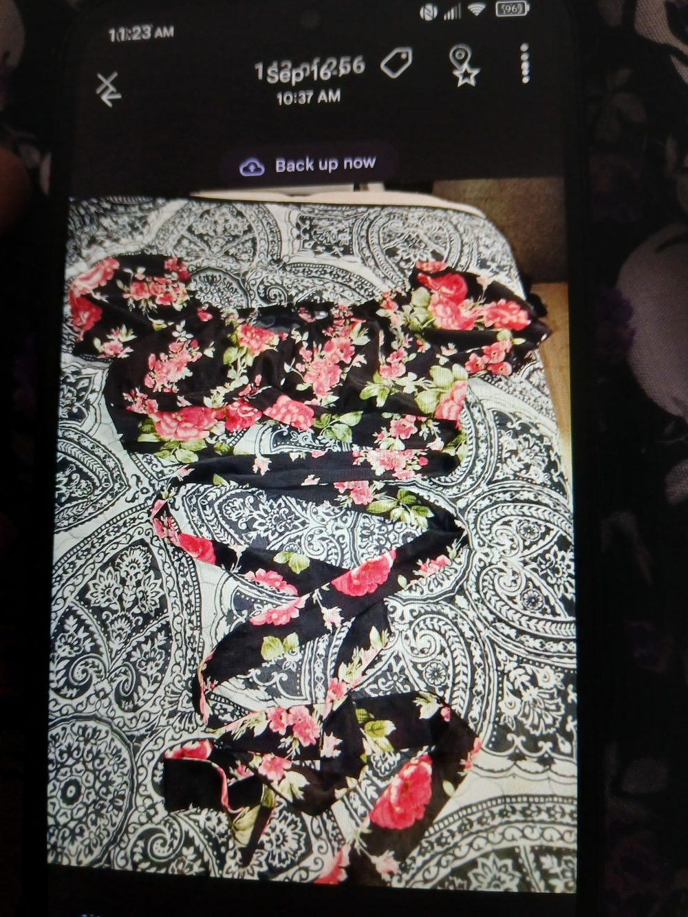 Black Floral Bikini Top and Tie Set